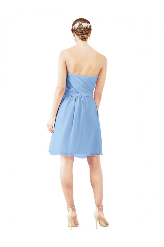 Magasins de Periwinkle Trapèze Sans bretelle Mousseline Courte Robes demoiselle d'honneur / Robes de cocktail