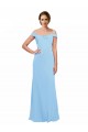 Magasins de Periwinkle Trapèze Épaule Dénudée Bretelles spaghetti Mousseline Longue Robes demoiselle d'honneur