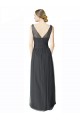 Magasins de Pewter Trapèze Col V Tulle Longue Robes demoiselle d'honneur