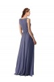 Magasins de Pierre d'argent Trapèze Col V Mousseline Longue Robes demoiselle d'honneur