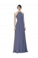 Magasins de Pierre d'argent Trapèze Licou Mousseline Longue Robes demoiselle d'honneur