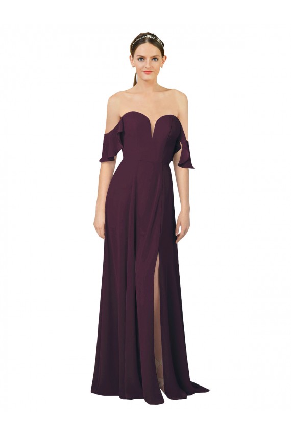 Magasins de Pourpre Fourreau Mousseline Longue Robes demoiselle d'honneur