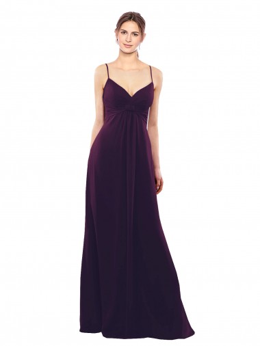 Magasins de Pourpre Trapèze Bretelles spaghetti Mousseline Longue Robes demoiselle d'honneur