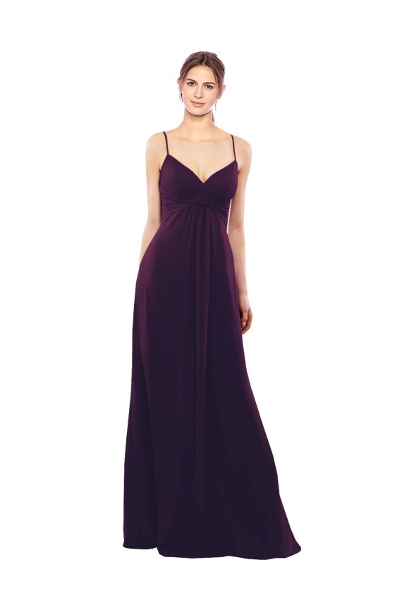 Magasins de Pourpre Trapèze Bretelles spaghetti Mousseline Longue Robes demoiselle d'honneur