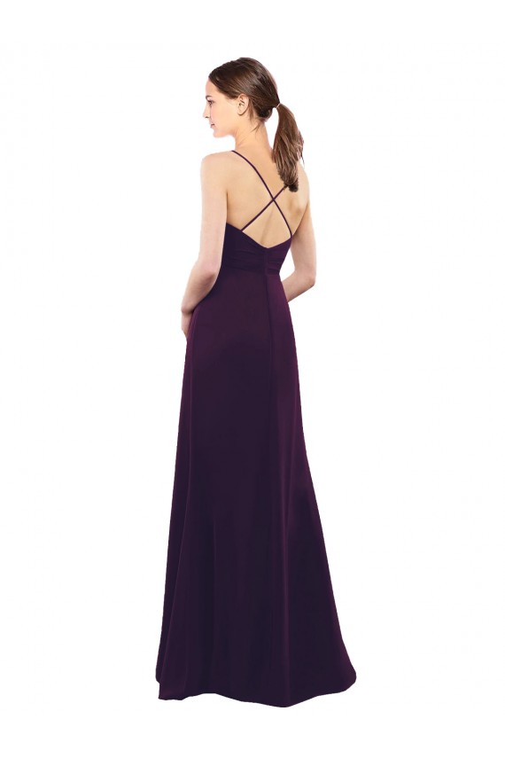 Magasins de Pourpre Trapèze Bretelles spaghetti Mousseline Longue Robes demoiselle d'honneur
