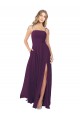 Magasins de Pourpre Trapèze Bretelles spaghetti Sans bretelle Mousseline Longue Robes demoiselle d'honneur
