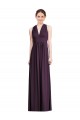 Magasins de Pourpre Trapèze Col V Mousseline Longue Robes demoiselle d'honneur
