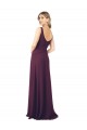 Magasins de Pourpre Trapèze Col V Mousseline Longue Robes demoiselle d'honneur