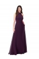 Magasins de Pourpre Trapèze Licou Col Haut Mousseline Longue Robes demoiselle d'honneur
