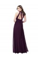 Magasins de Pourpre Trapèze Licou Col Haut Mousseline Longue Robes demoiselle d'honneur