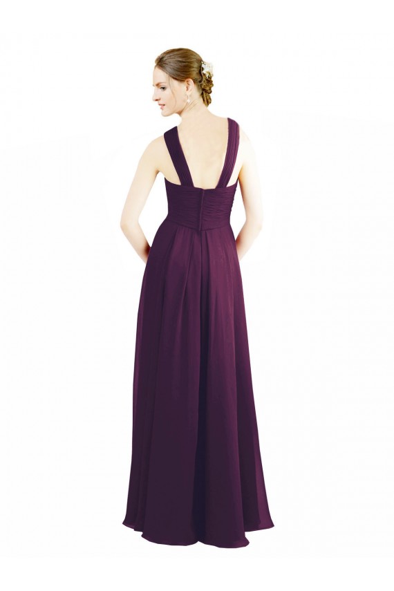 Magasins de Pourpre Trapèze Licou Mousseline Longue Robes demoiselle d'honneur