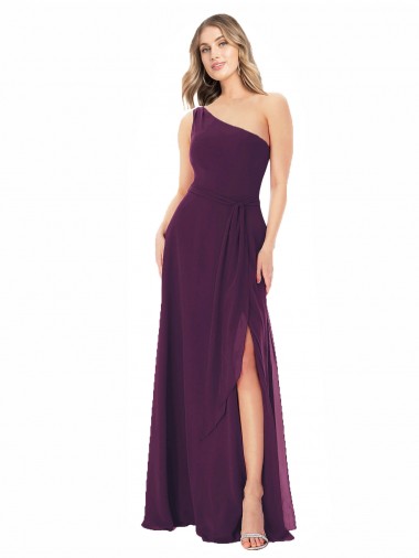 Magasins de Pourpre Trapèze Mousseline Longue Robes demoiselle d'honneur
