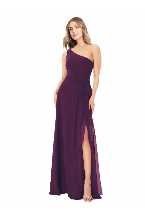Magasins de Pourpre Trapèze Mousseline Longue Robes demoiselle d'honneur