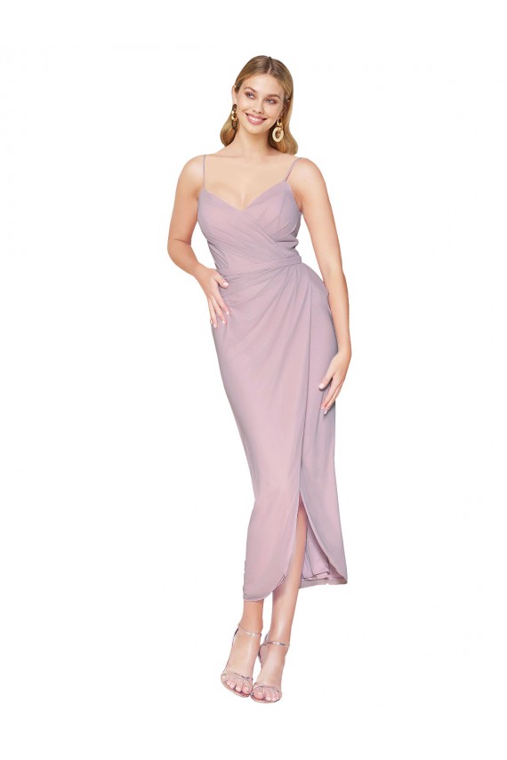 Magasins de Primevère Sirène Bretelles spaghetti Mousseline Courte Asymétrique Robes demoiselle d'honneur / Robes de bal / Robes de cocktail