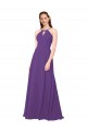 Magasins de Prune Fourreau Col Haut Mousseline Longue Robes demoiselle d'honneur