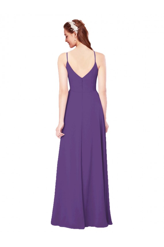 Magasins de Prune Fourreau Col Haut Mousseline Longue Robes demoiselle d'honneur