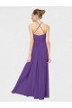 Magasins de Prune Trapèze Bretelles spaghetti Mousseline Longue Robes demoiselle d'honneur