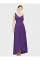 Magasins de Prune Trapèze Col V Mousseline Longue Asymétrique Robes demoiselle d'honneur