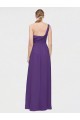 Magasins de Prune Trapèze Col V Mousseline Longue Asymétrique Robes demoiselle d'honneur