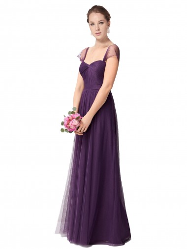 Magasins de Prune Trapèze Tulle Longue Robes demoiselle d'honneur