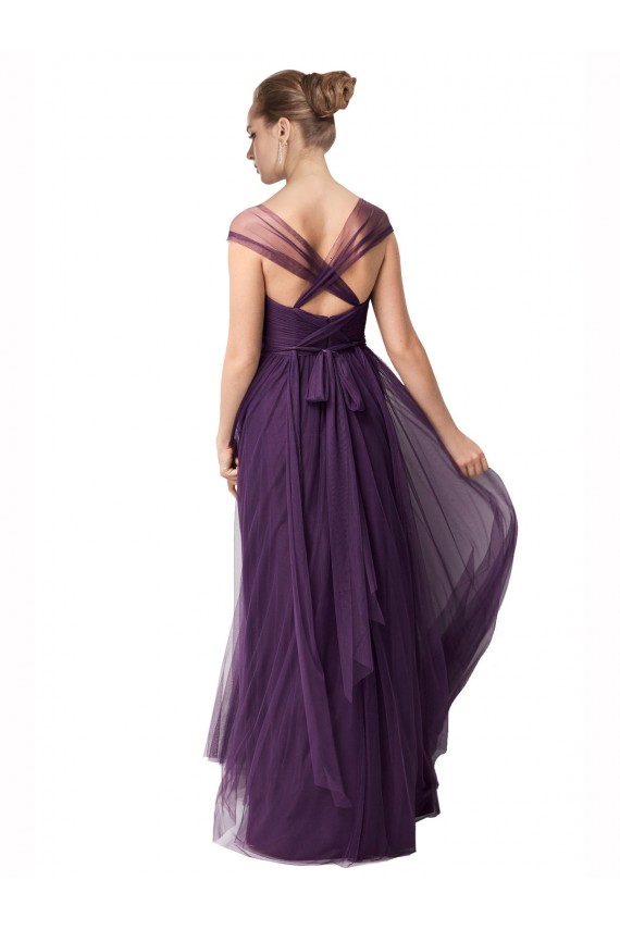 Magasins de Prune Trapèze Tulle Longue Robes demoiselle d'honneur
