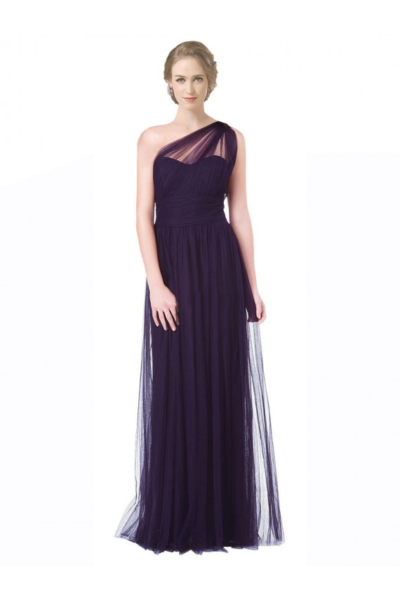 Magasins de Prune Trapèze Tulle Longue Robes demoiselle d'honneur