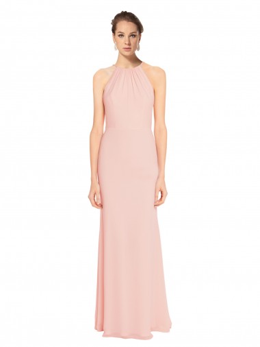 Magasins de Rose 114 Trapèze Bretelles spaghetti Mousseline Longue Robes demoiselle d'honneur