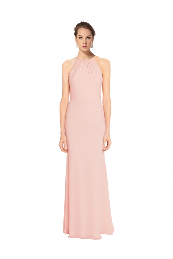 Magasins de Rose 114 Trapèze Bretelles spaghetti Mousseline Longue Robes demoiselle d'honneur