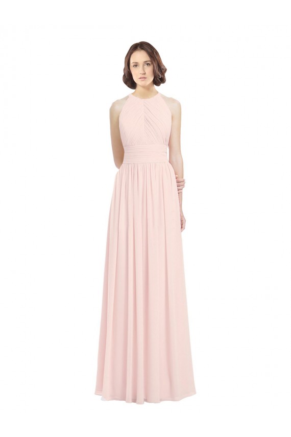 Magasins de Rose 42 Trapèze Licou Mousseline Longue Robes demoiselle d'honneur
