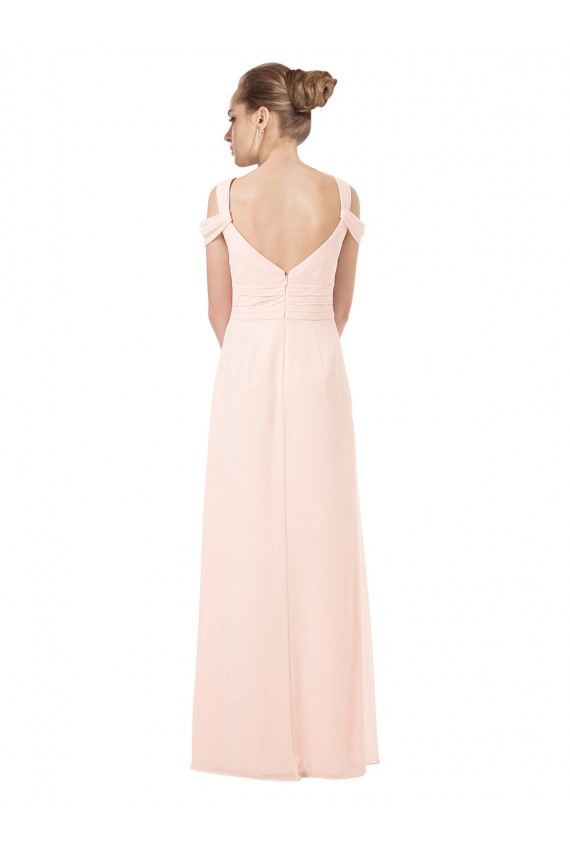 Magasins de Rose 42 Trapèze Épaule Dénudée Mousseline Longue Robes demoiselle d'honneur