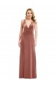 Magasins de Rose Cannelle Trapèze Col V Velours Stretch Longue Formelles Robes demoiselle d'honneur / Robes de soirée / Robes de bal