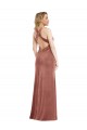 Magasins de Rose Cannelle Trapèze Col V Velours Stretch Longue Formelles Robes demoiselle d'honneur / Robes de soirée / Robes de bal