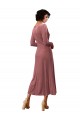 Magasins de Rose Cannelle Trapèze Col V midi Velours Stretch Courte Robes demoiselle d'honneur / Robes de bal