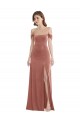 Magasins de Rose Cannelle Trapèze Épaule Dénudée Velours Stretch Longue Robes demoiselle d'honneur / Robes de bal