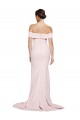 Magasins de Rose Fourreau Col Carré Balayage train Crêpe Stretch Longue Formelles Robes demoiselle d'honneur / Robes de soirée / Robes de bal