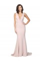 Magasins de Rose Fourreau Col V Balayage train Crêpe Stretch Longue Formelles Robes demoiselle d'honneur / Robes de soirée / Robes de bal