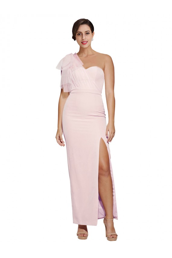 Magasins de Rose Fourreau Crêpe Stretch Longue Formelles Robes demoiselle d'honneur / Robes de soirée / Robes de bal