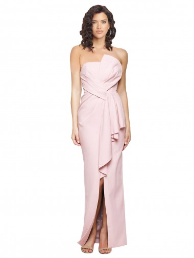Magasins de Rose Fourreau Sans bretelle Crêpe Stretch Longue Formelles Robes demoiselle d'honneur / Robes de soirée / Robes de bal