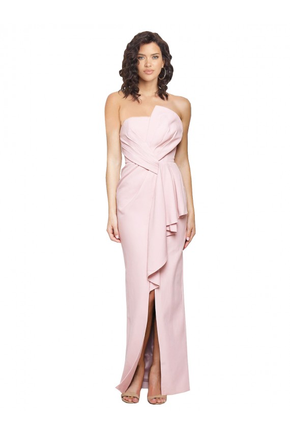 Magasins de Rose Fourreau Sans bretelle Crêpe Stretch Longue Formelles Robes demoiselle d'honneur / Robes de soirée / Robes de bal