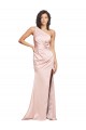 Magasins de Rose Fourreau Satiné Soyeux Longue Formelles Robes demoiselle d'honneur / Robes de soirée / Robes de bal