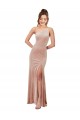 Magasins de Rose Fourreau Velours Stretch Longue Formelles Robes demoiselle d'honneur / Robes de soirée / Robes de bal