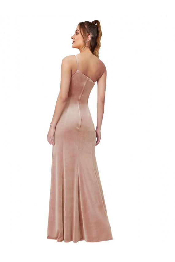 Magasins de Rose Fourreau Velours Stretch Longue Formelles Robes demoiselle d'honneur / Robes de soirée / Robes de bal