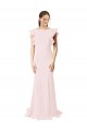 Magasins de Rose Sirène Col bijou Balayage train Crêpe Stretch Longue Robes demoiselle d'honneur / Robes de bal