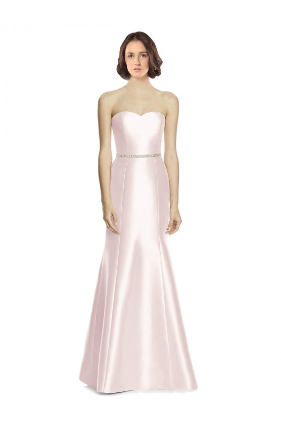 Magasins de Rose Sirène Sans bretelle Satiné Longue Robes demoiselle d'honneur