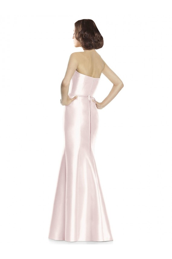 Magasins de Rose Sirène Sans bretelle Satiné Longue Robes demoiselle d'honneur
