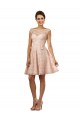 Magasins de Rose Trapèze Bateau Illusion Mousseline Dentelle Courte Robes demoiselle d'honneur