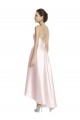 Magasins de Rose Trapèze Bretelles spaghetti Satiné Longue Asymétrique Robes demoiselle d'honneur