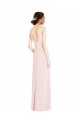 Magasins de Rose Trapèze Col V Crêpe Stretch Longue Robes demoiselle d'honneur / Robes de bal