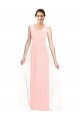 Magasins de Rose Trapèze Col V Mousseline Longue Robes demoiselle d'honneur