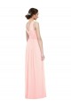 Magasins de Rose Trapèze Col V Mousseline Longue Robes demoiselle d'honneur